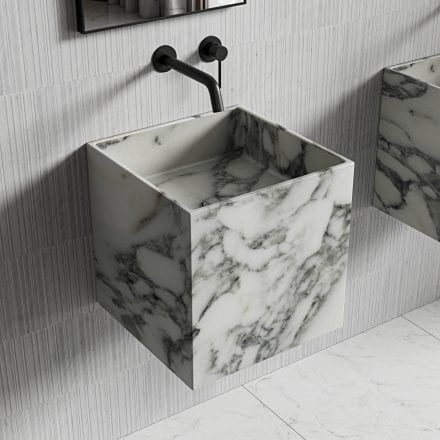 Rico Carrra Marble Wall Hung Basin 400mm