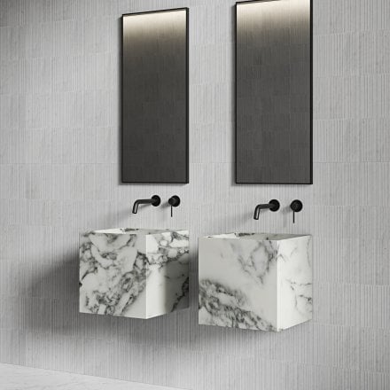 Rico Carrra Marble Wall Hung Basin 400mm