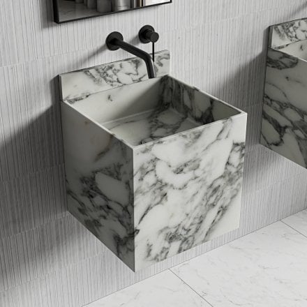 Rico Carrra Marble Wall Hung Basin 400mm