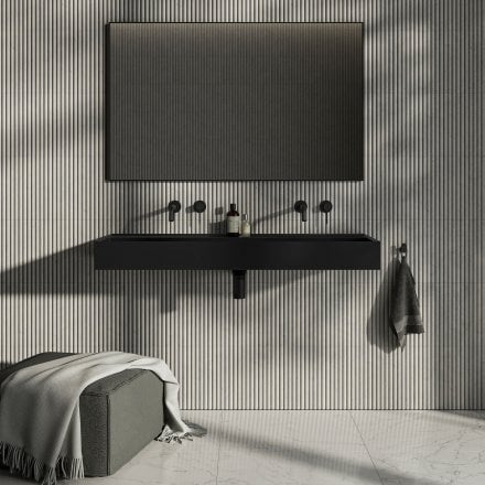 Santos Matt Black Stone Basin 1200mm