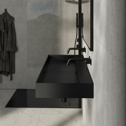 Santos Matt Black Stone Basin 1200mm