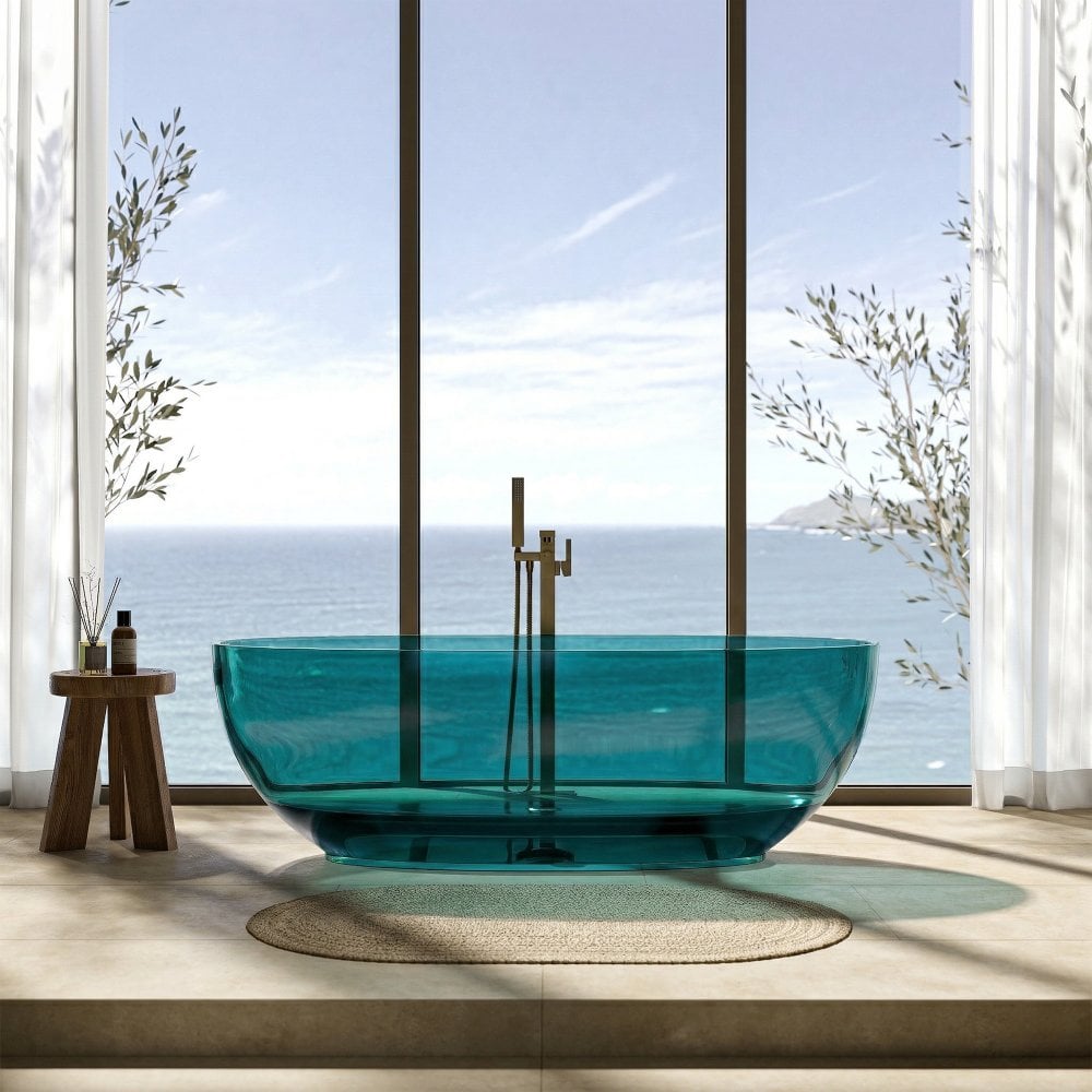 Serena Translucent Resin Freestanding Bath Turquoise 1700mm