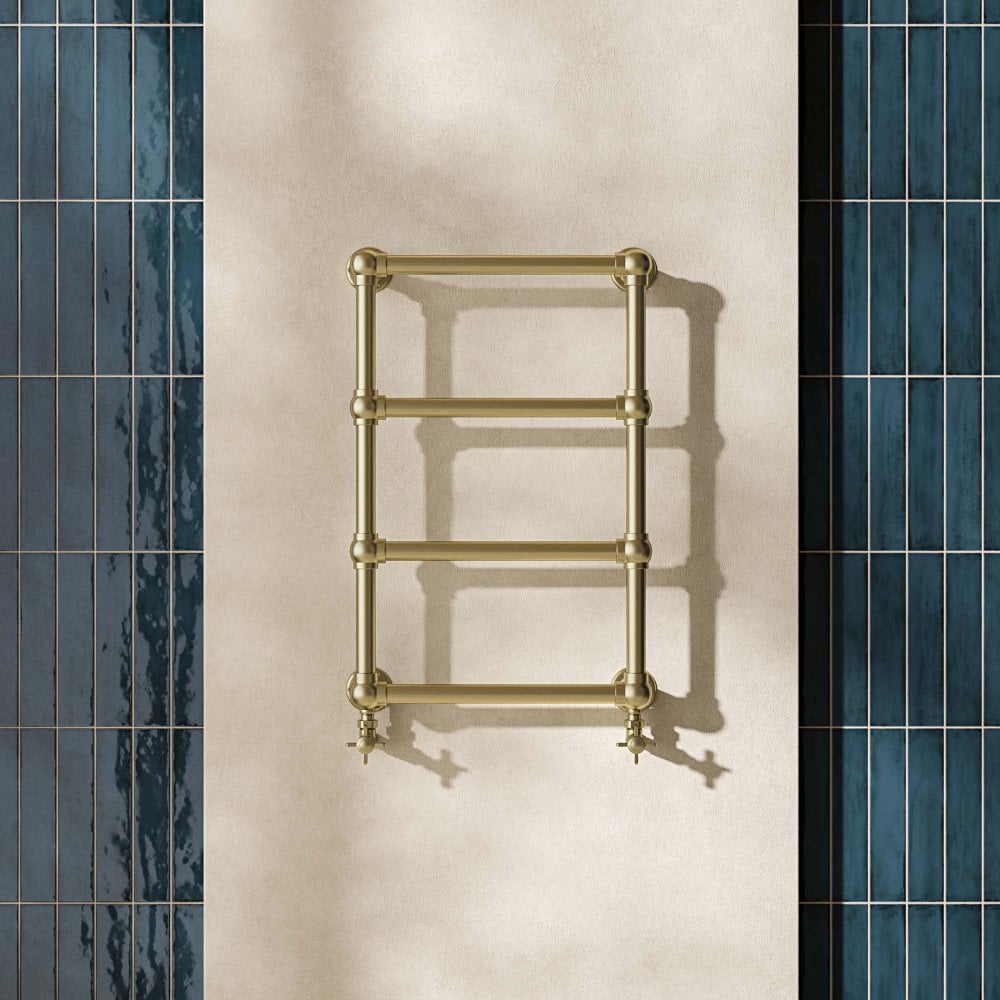 Serres Traditional Brushed Brass Towel Warmer Radiator Frame Set 748mm