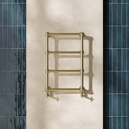 Serres Traditional Brushed Brass Towel Warmer Radiator Frame Set 748mm
