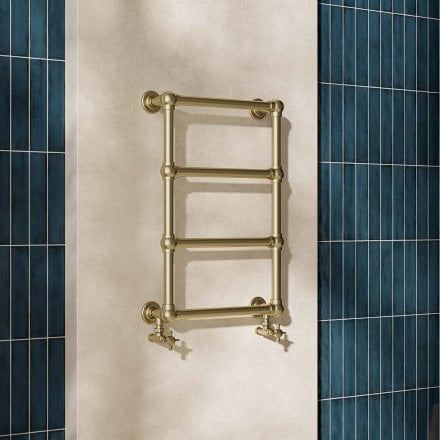Serres Traditional Brushed Brass Towel Warmer Radiator Frame Set 748mm