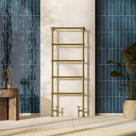 Serres Traditional Brushed Gold Towel Warmer Radiator Frame Set 1550mm
