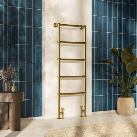 Serres Traditional Brushed Gold Towel Warmer Radiator Frame Set 1550mm