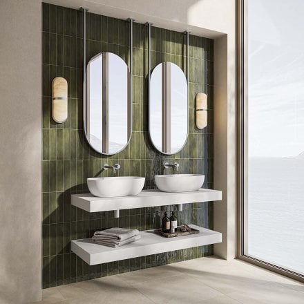 Sicily Brushed Silver & Stainless Steel Mirror 1360mm
