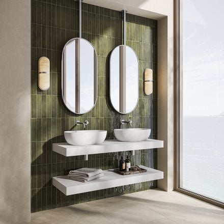 Sicily Brushed Silver & Stainless Steel Mirror 1500mm