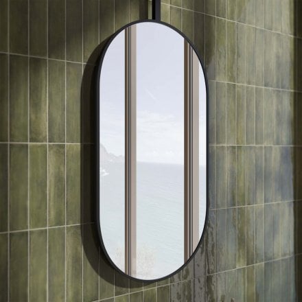 Sicily Matt Black & Stainless Steel Mirror 1500mm
