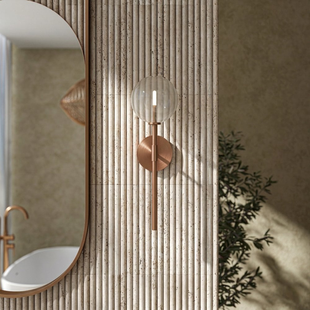 Solara Globe Glass Wall Sconce - Brushed Copper 500mm