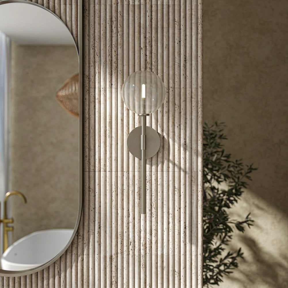 Solara Globe Glass Wall Sconce - Brushed Nickel 500mm