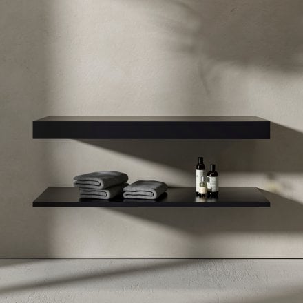 Stone Resin Wall Hung Countertop Basin Shelf (1200mm Wide - Matt Black)