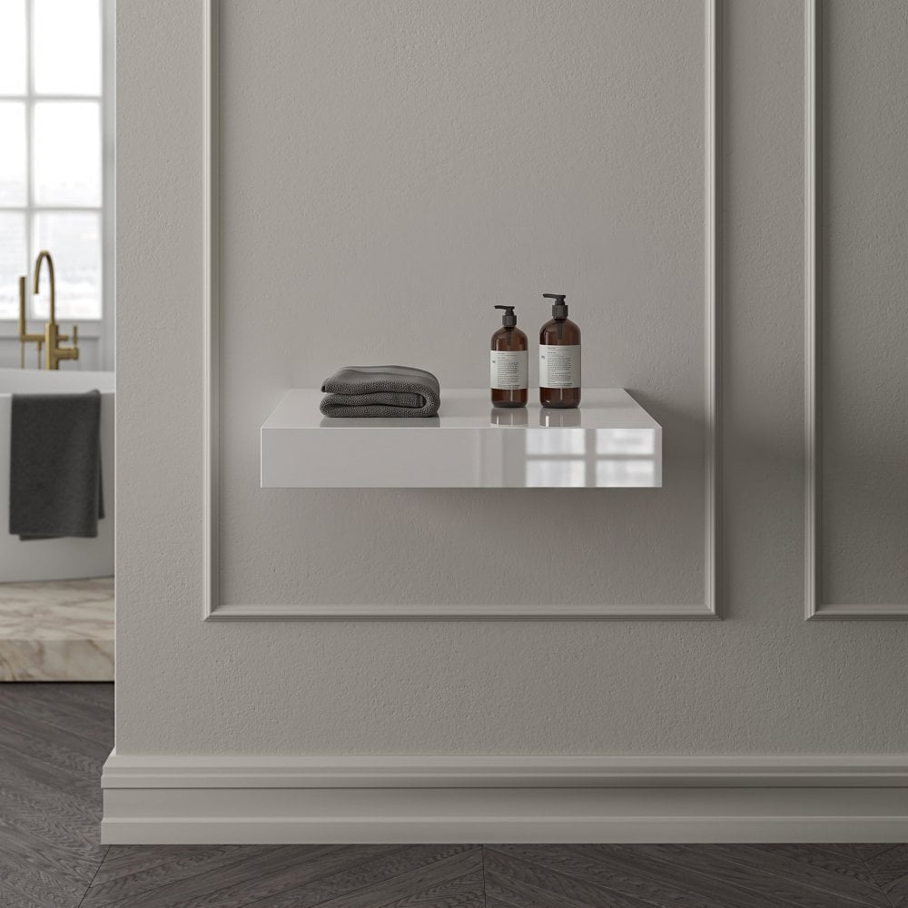 Stone Resin Wall Hung Countertop Basin Shelf (660mm Wide - Matt/Polished White)