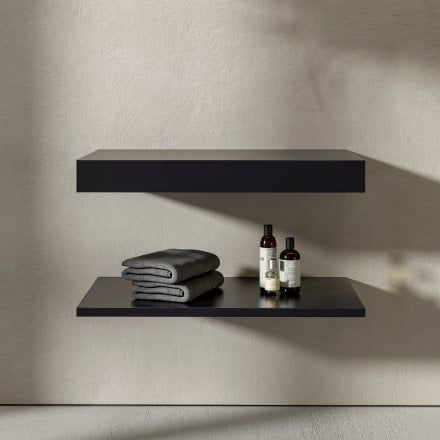 Stone Resin Wall Hung Countertop Basin Shelf (800mm Wide - Matt Black)