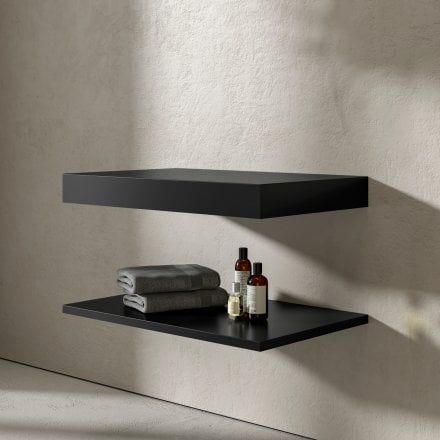 Stone Resin Wall Hung Countertop Basin Shelf (800mm Wide - Matt Black)