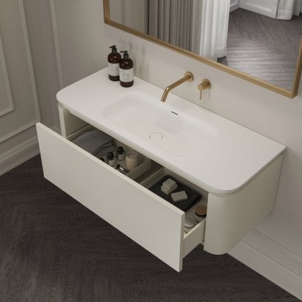Vantage Vanity Unit with Stone Basin (Chalk 1200mm)