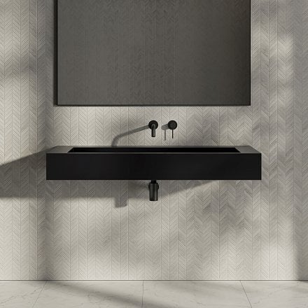 Velar Matt Black Stone Basin 1200mm