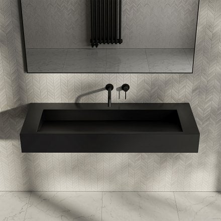 Velar Matt Black Stone Basin 1200mm