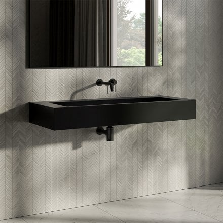 Velar Matt Black Stone Basin 1200mm