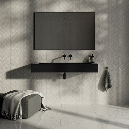 Velar Matt Black Stone Basin 1200mm