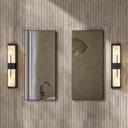 Velora Alabaster Rectangular Mounted Matt Black Wall Sconce 580mm