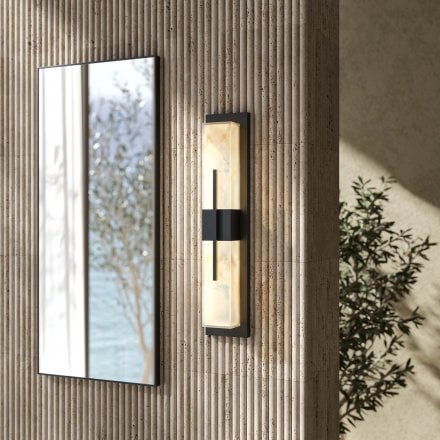 Velora Alabaster Rectangular Mounted Matt Black Wall Sconce 580mm