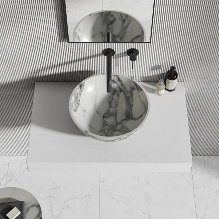 Vento Arabescato Marble Countertop Basin 400mm