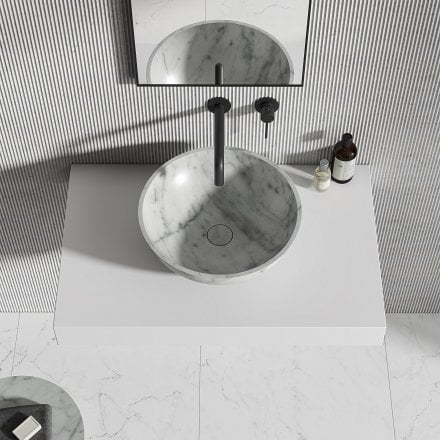 Vento Carrara Marble Countertop Basin 400mm