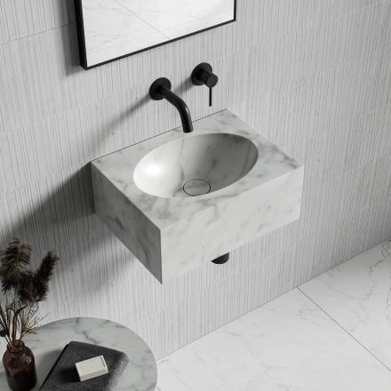 Vista Carrara Marble Wall Hung Basin 400mm