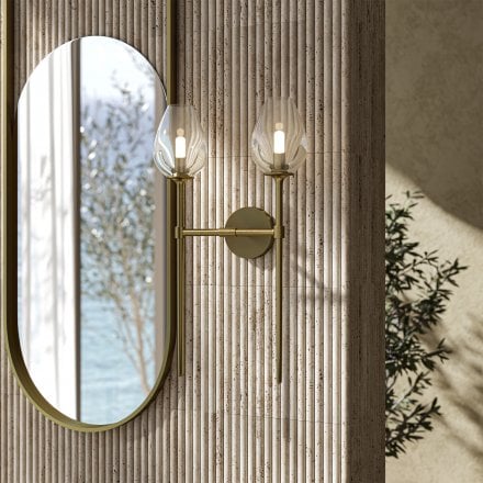 Vitre Hand-Blown Glass Double Wall Sconce - Brushed Gold 610mm