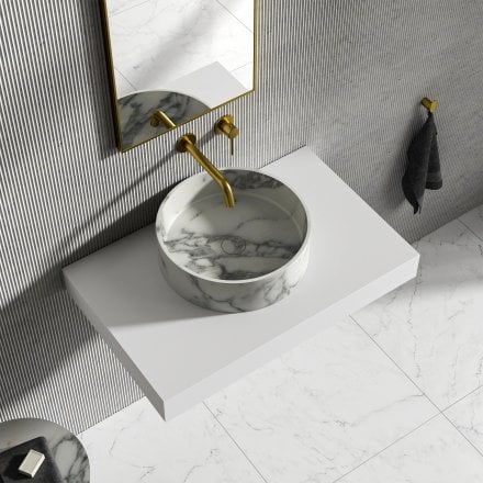 Volta Arabescato Marble Countertop Basin 400mm