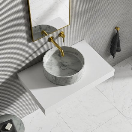 Volta Carrara Marble Countertop Basin 400mm