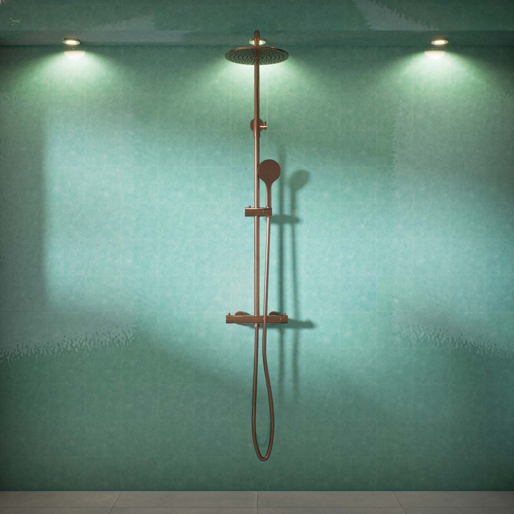 Voss Knurled Exposed 2-Way Push Button Shower