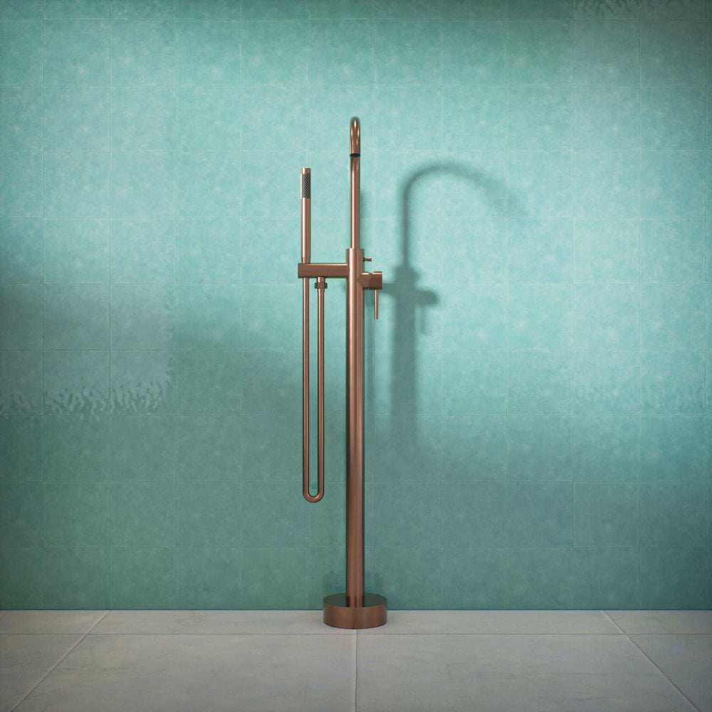 Voss Knurled Freestanding Bath Shower Mixer Tap