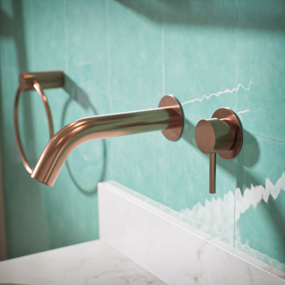 Voss Knurled Wall Mounted Basin Mixer Tap