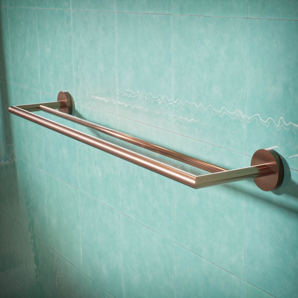 Voss Knurled Wall Mounted Double Bar Towel Rail