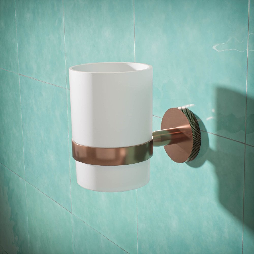 Voss Knurled Wall Mounted Single Frosted Glass Holder