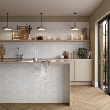 White Gloss - Aura Smooth Ceramic Wall Tile 75 x 300mm