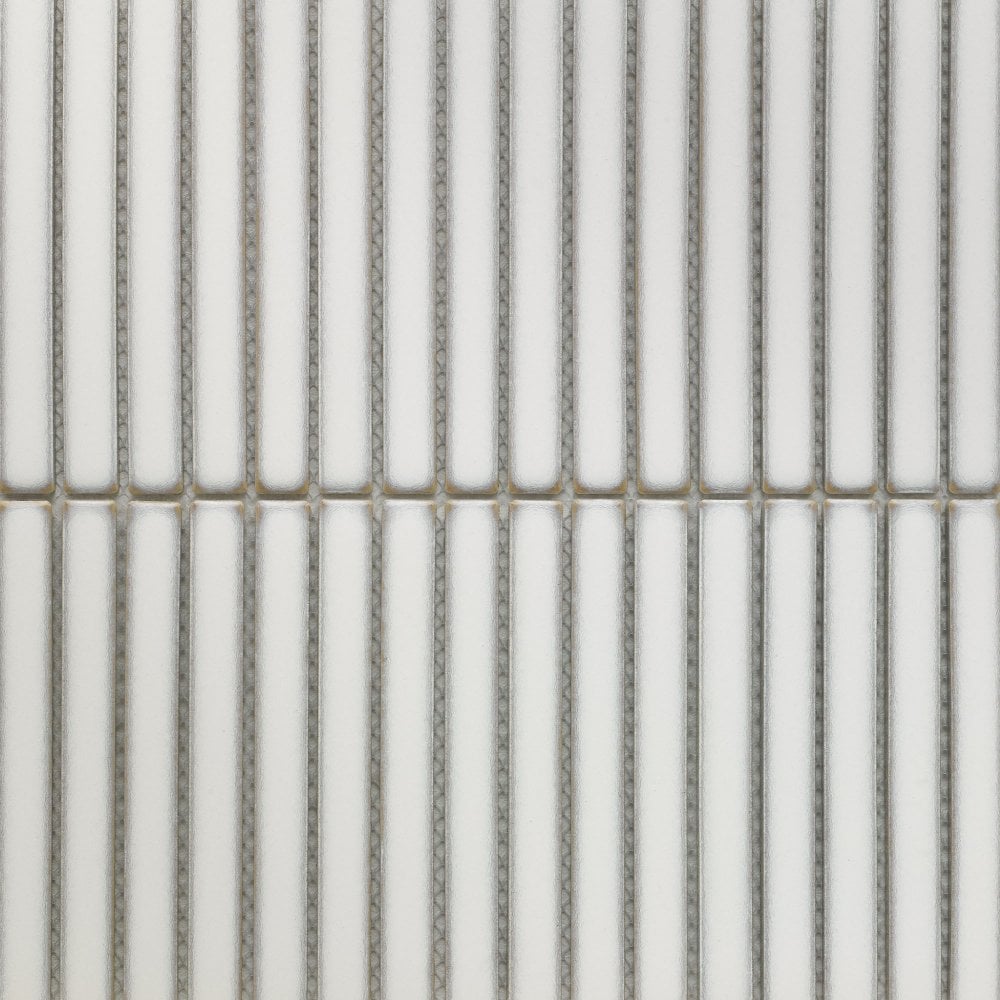 White Gloss - Linear Smooth Mosaic Porcelain Wall Tile 315 x 296mm